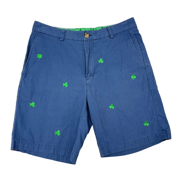 Vineyard Vines Breaker Shorts Mens Size 32 Blue Irish Clover St Pattys Preppy - Picture 1 of 9